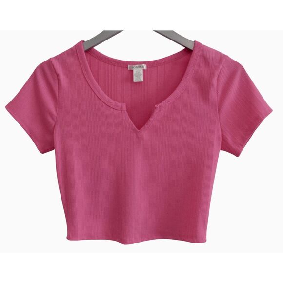 Bozzolo Pink Ribbed Crop Top L - Picture 1 of 3